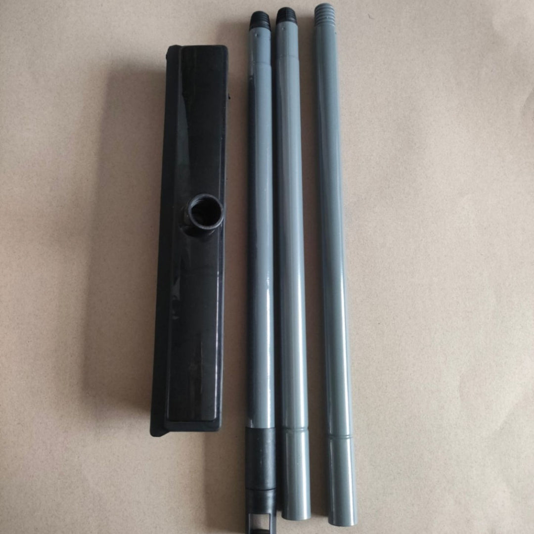 Heavy-Duty Rubber Floor Squeegee With Telescopic Handle And Angled Swivel Head