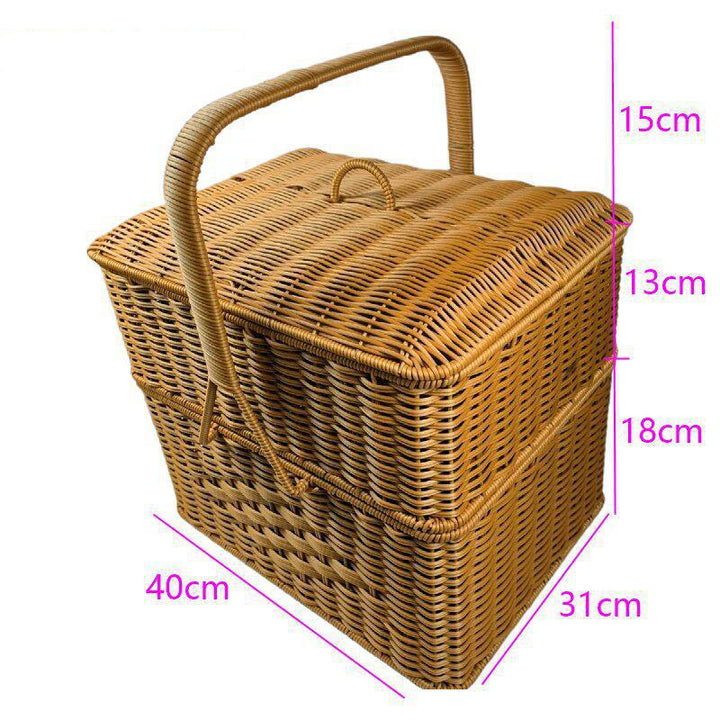 Multi-Layer Woven Picnic Storage Basket Bowlift