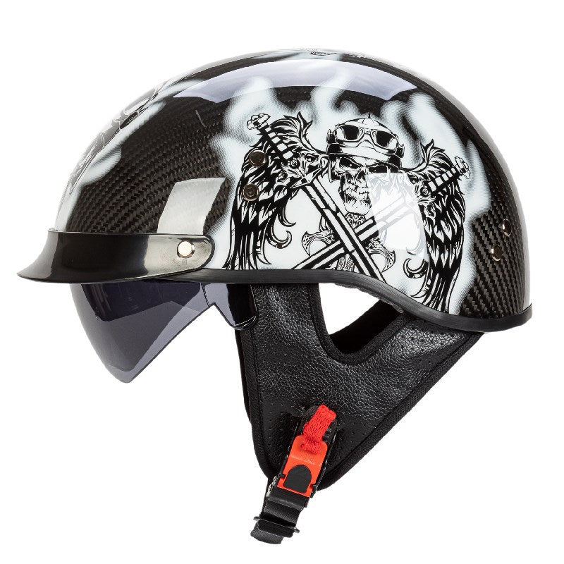 Graphic Safety Skull Design Motorcycle Helmet Bowlift