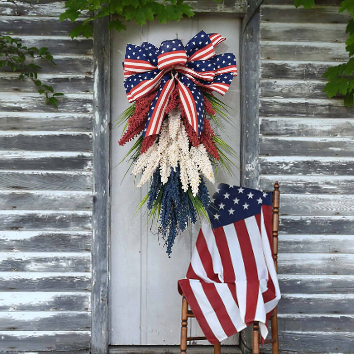 Unisex hanging door decor swag with bow and artificial berry branches Bowlift