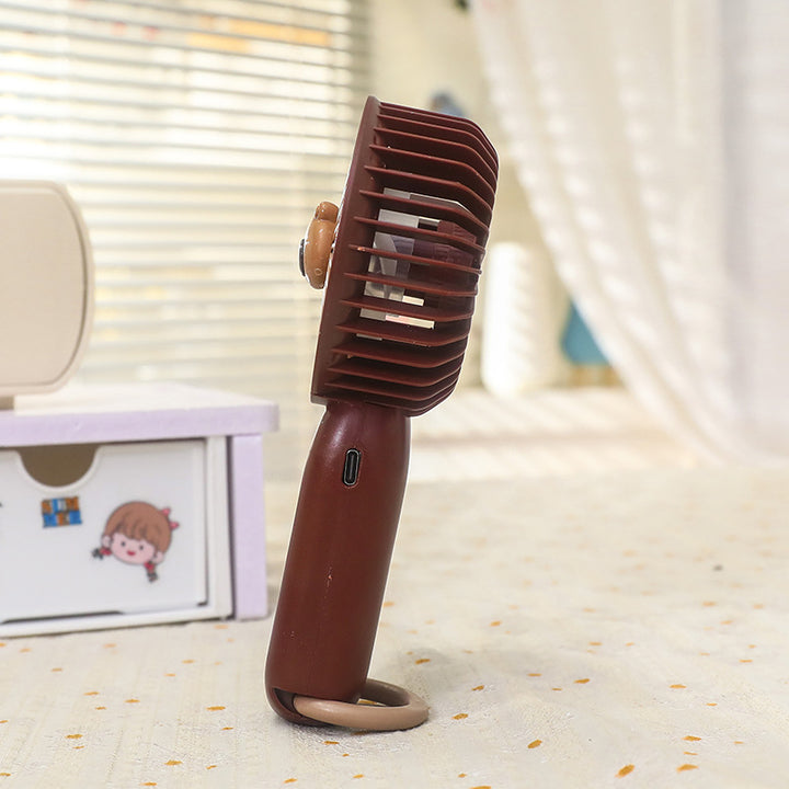 Women Portable Handheld Fan with Cute Bear Motif Bowlift