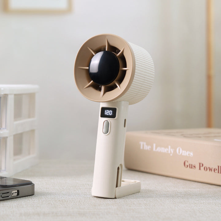 Women's Portable Handheld Fan with LCD Display and Variable Speed Control Bowlift