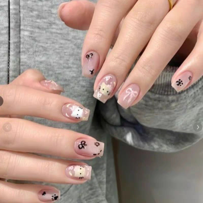 Elegant Press-On Nail Set with Glossy Finish Bowlift