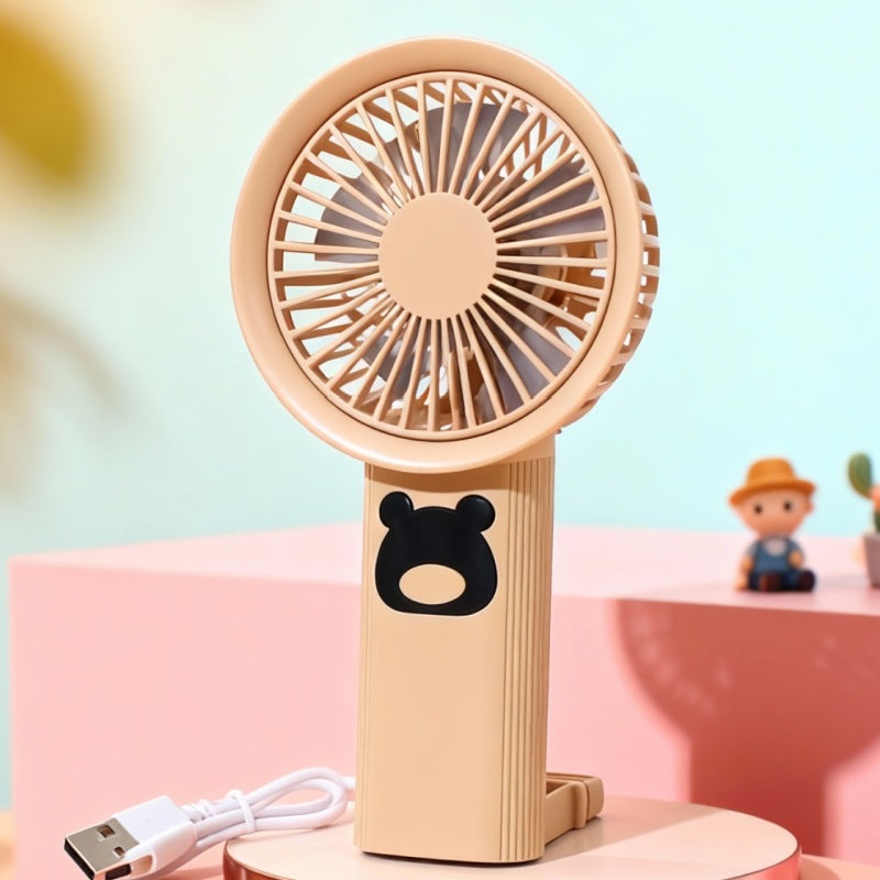 Women portable handheld fan with playful bear design Bowlift