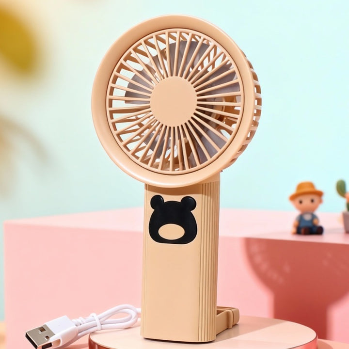 Women portable handheld fan with playful bear design Bowlift