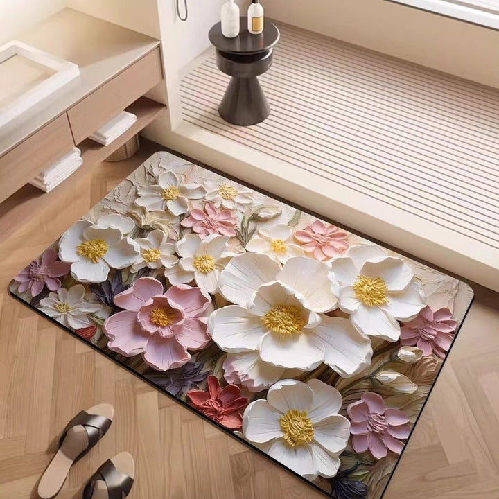 Luxury Textured Floral Bath Mat Bowlift