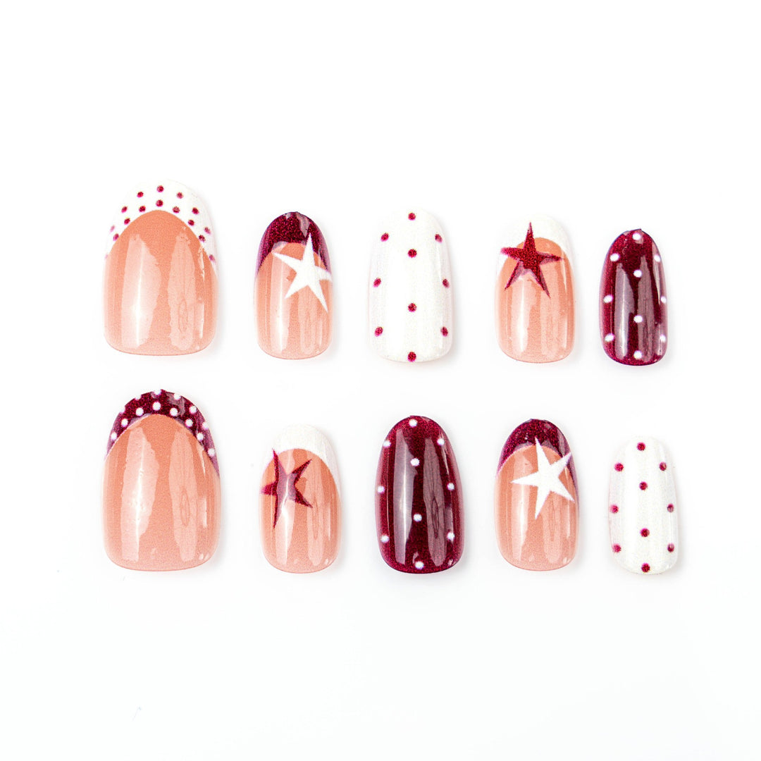 Artificial nail set with elegant star design and creative patterns Bowlift
