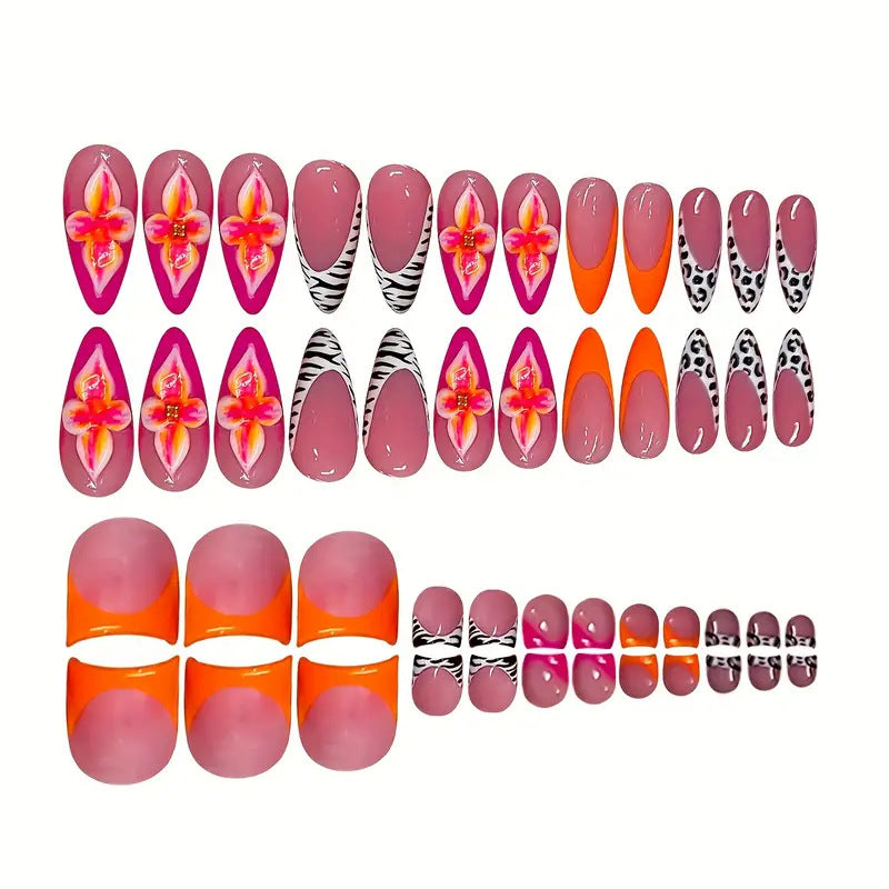 Artistic Floral and Abstract Press-On Nail Set Bowlift