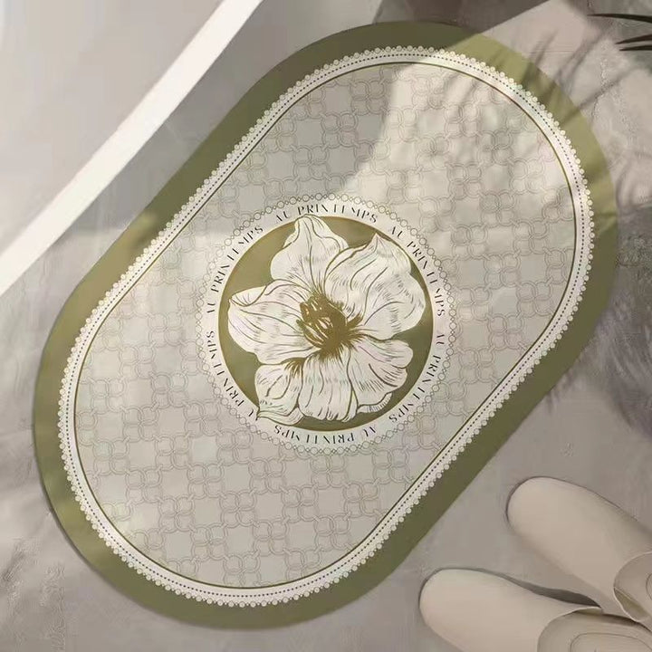 Elegant Floral Design Bath Mat Bowlift