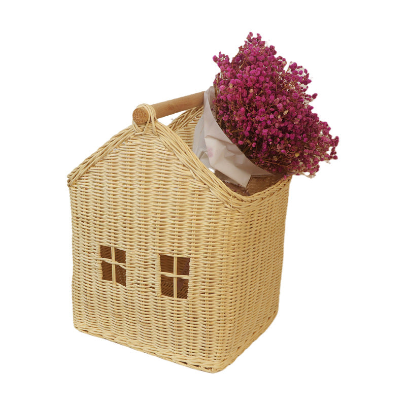 Woven House-Shaped Storage Basket Bowlift