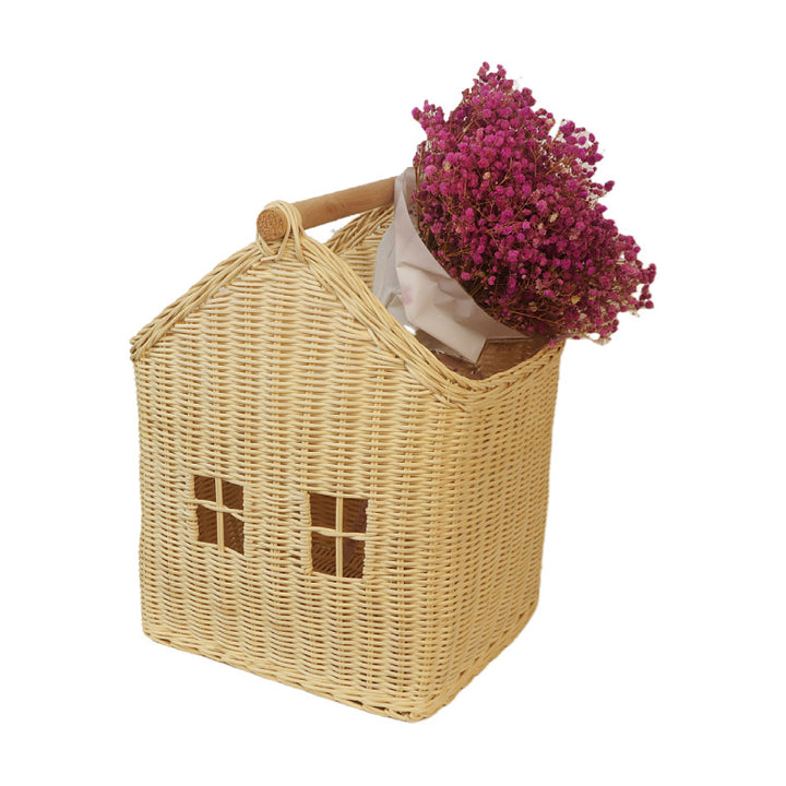 Woven House-Shaped Storage Basket Bowlift