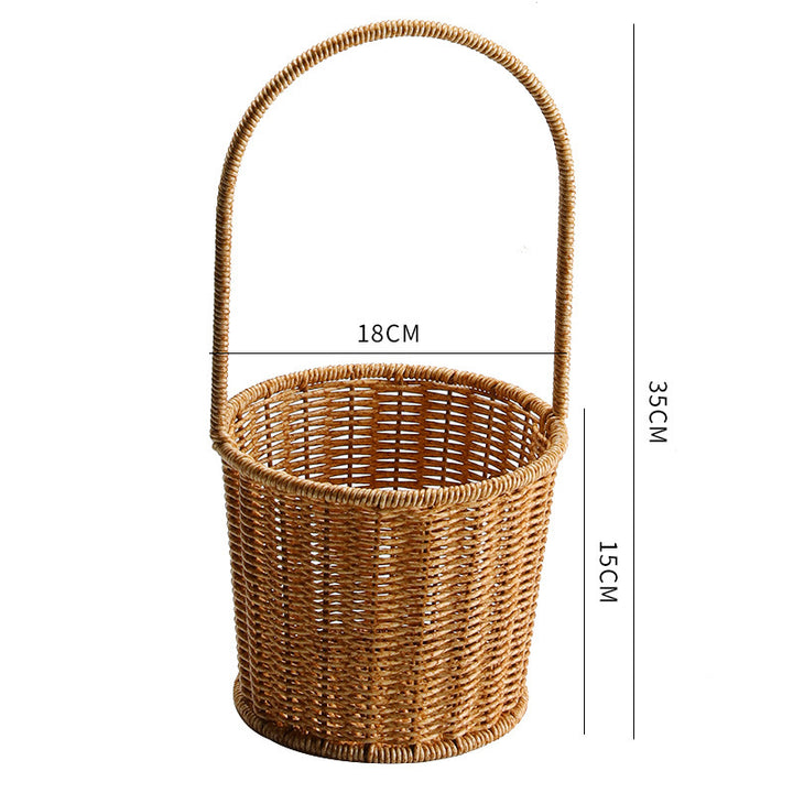Decorative Woven Storage Basket with Mushroom Emblem Bowlift