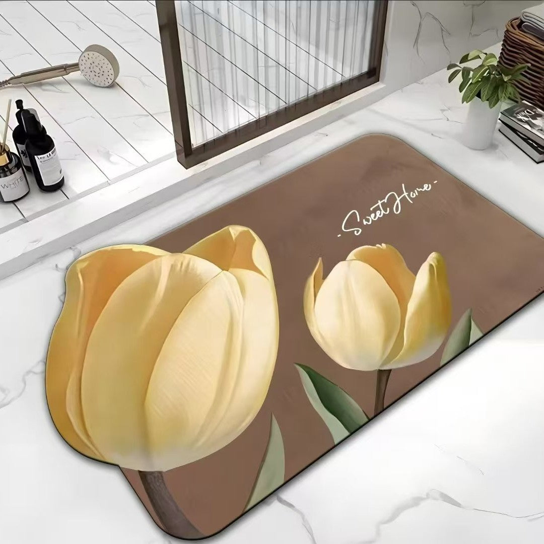 Floral Print Bath Mat Bowlift