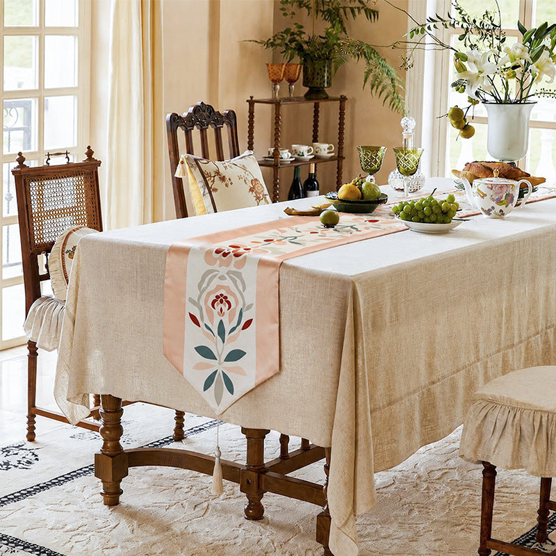 Decorative table runner with oriental tile pattern and tassels Bowlift