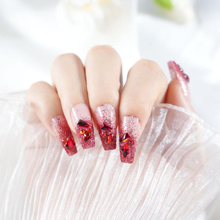 Glamorous Rhinestone Press-On Nail Set Bowlift