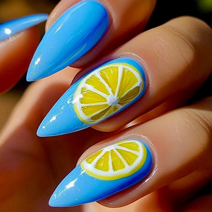 Artificial nails in fresh lemon design Bowlift