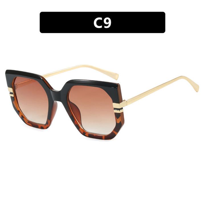 Women's geometric sunglasses with luxurious gold frame and polarized lenses Bowlift