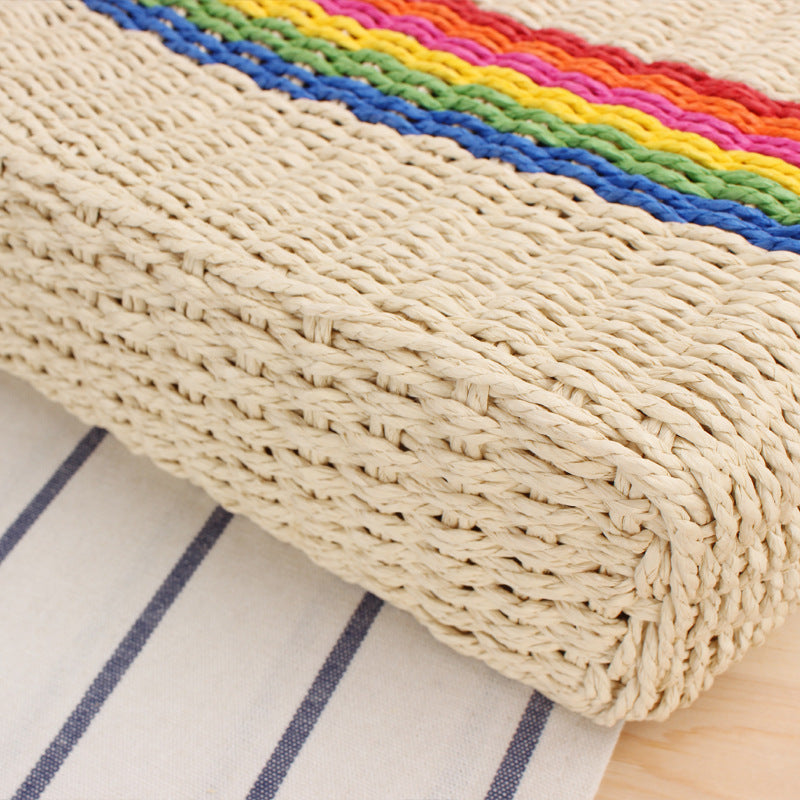 Braided shoulder bag with colorful striped design Bowlift