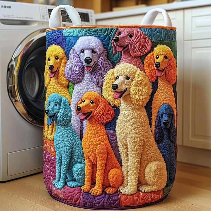 Quilted Decorative Laundry Storage Basket With Rope Handles Collapsible Fabric Organizer