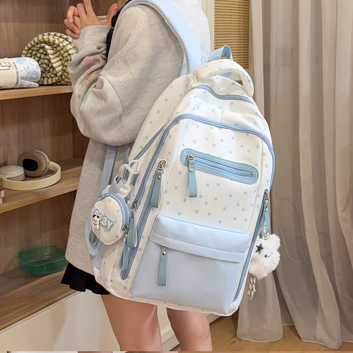 Backpack with Charming Star Applications and Practical Compartments Bowlift