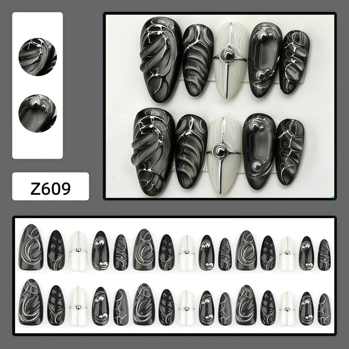 Acrylic Nail Set with Modern Design and Delicate Accents Bowlift