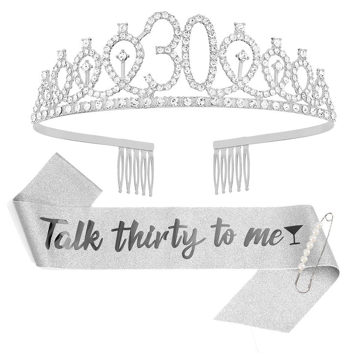 Ladies Sparkling Tiara with personalized 80th Birthday Inscription Bowlift