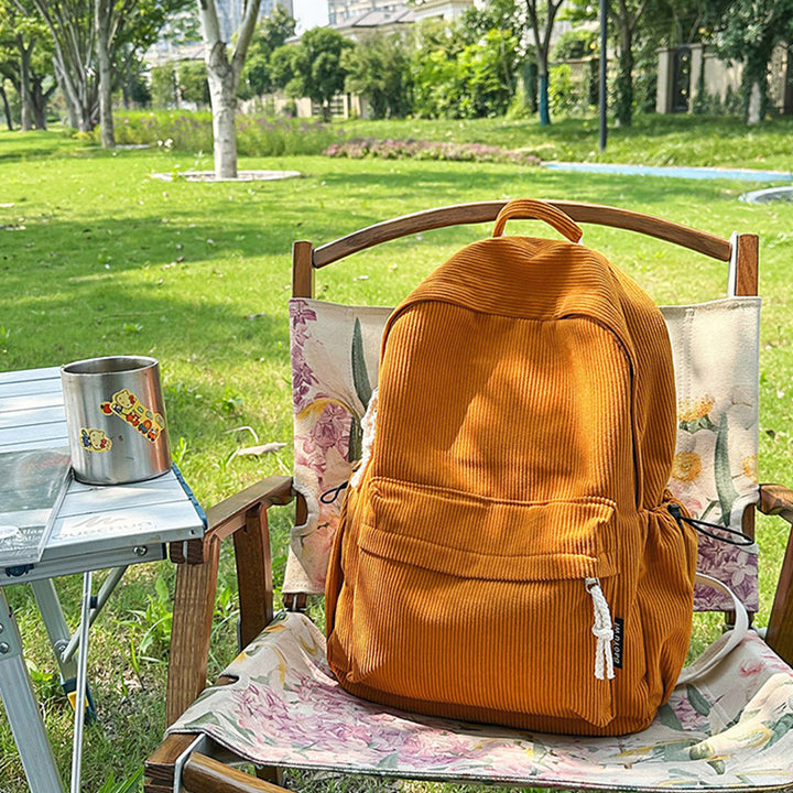 Corduroy Textured Casual Backpack Bowlift