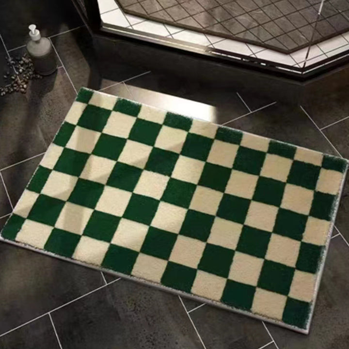 Stylish Checkered Bath Mat Bowlift