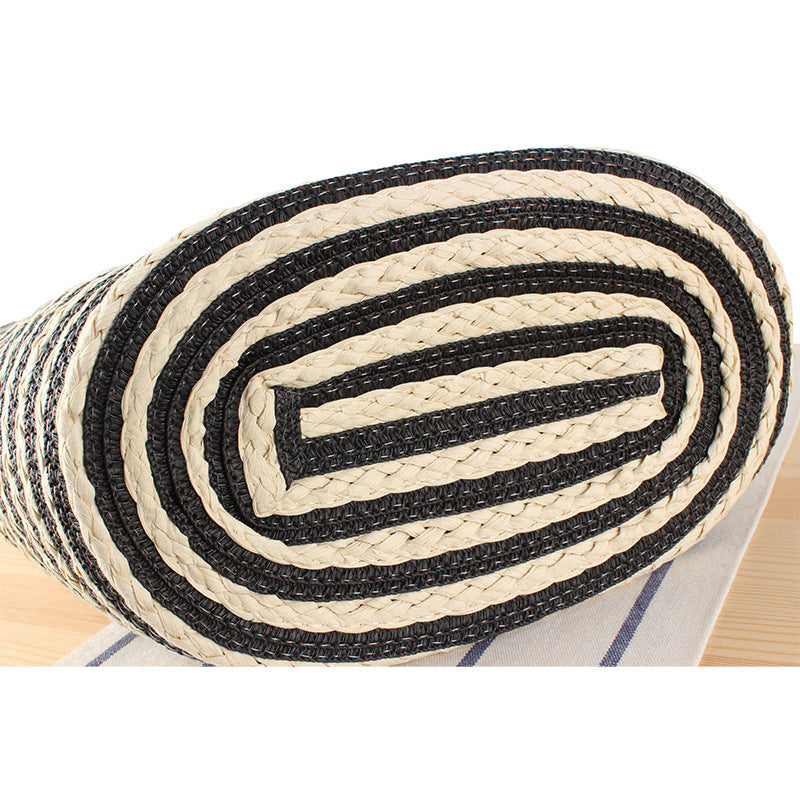 Braided beach bag with modern stripes and sturdy handles Bowlift