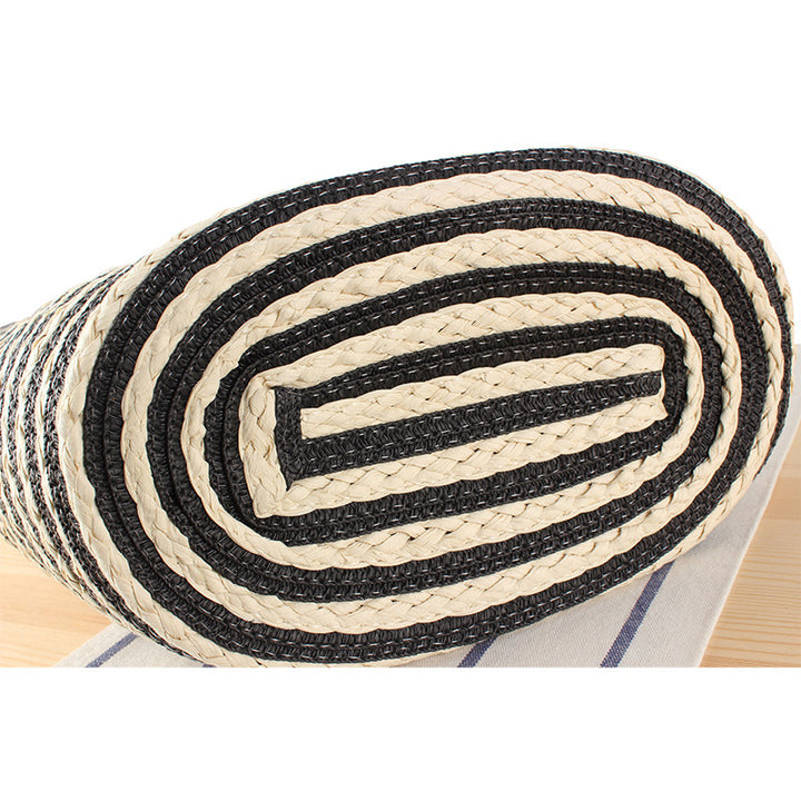 Braided beach bag with modern stripes and sturdy handles Bowlift
