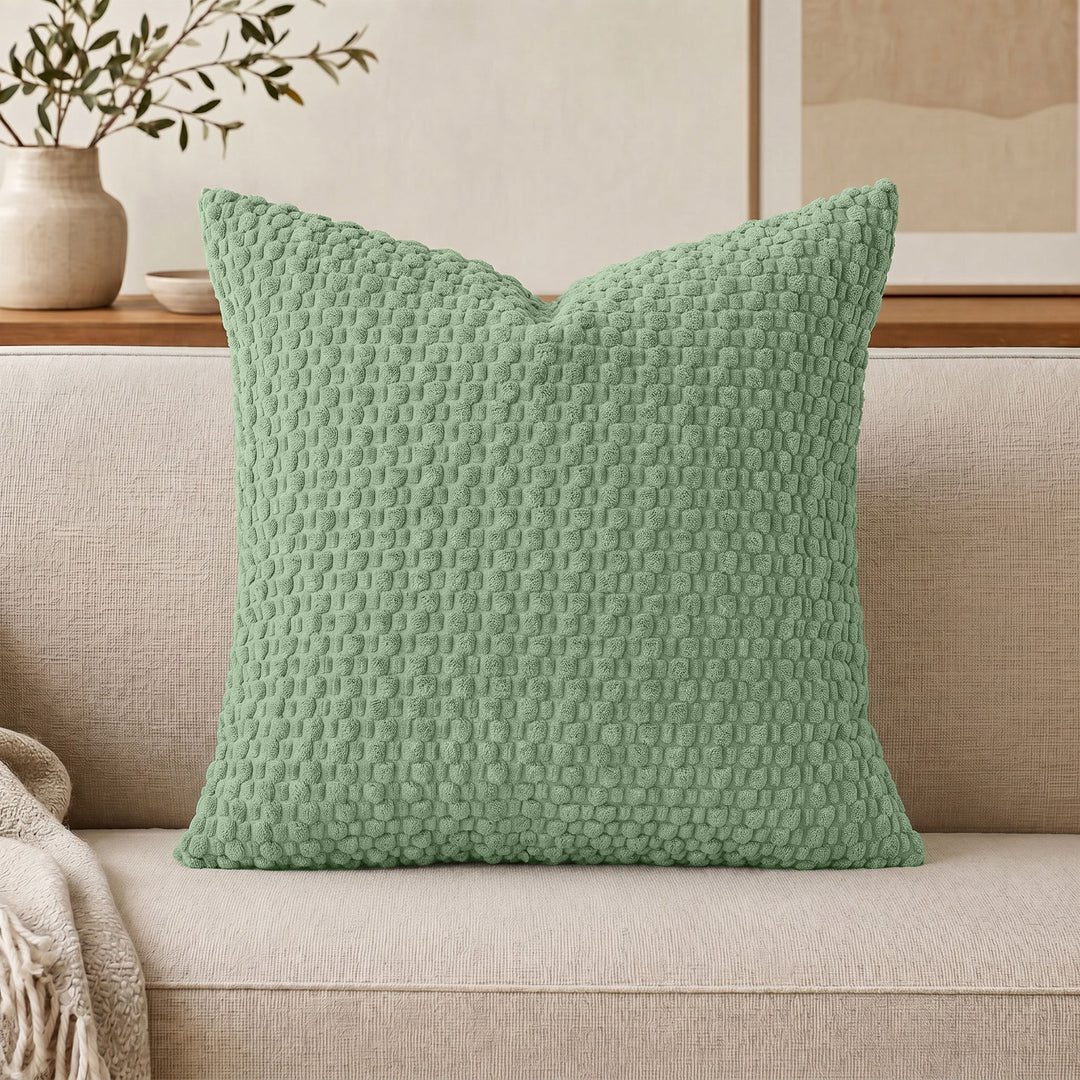 Textured chenille waffle throw pillow with plush insert Bowlift