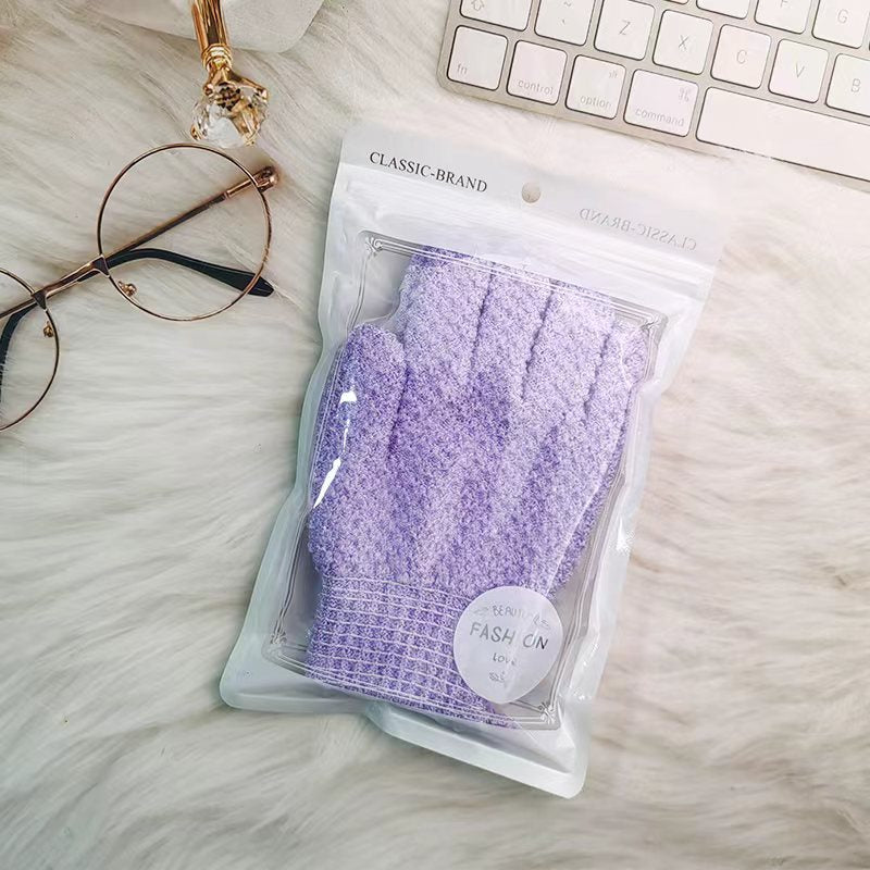 Exfoliating Shower Gloves with Soft Textured Scrub Fabric and Stretchy Elastic Cuff Bowlift