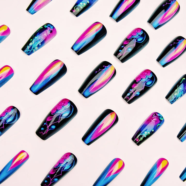 Creative artificial nails with neon accents Bowlift