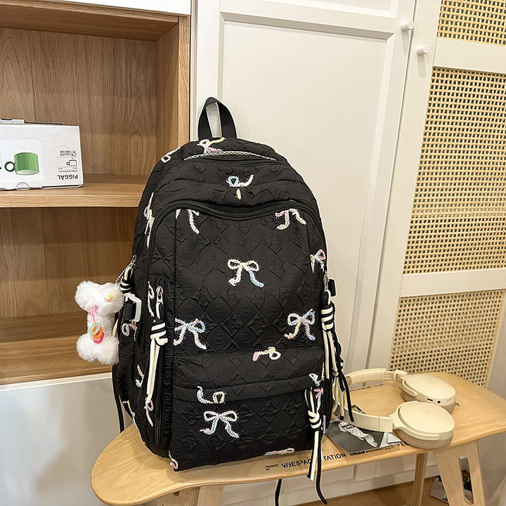 Quilted Bow-Detail Fashion Backpack Bowlift