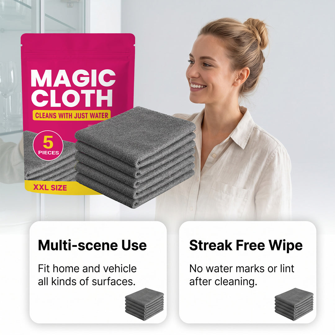 Extra Large Microfiber Magic Cleaning Cloth Pack With Reusable Pouch
