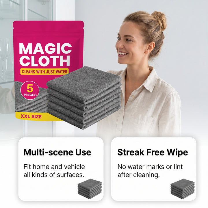 Extra Large Microfiber Magic Cleaning Cloth Pack With Reusable Pouch