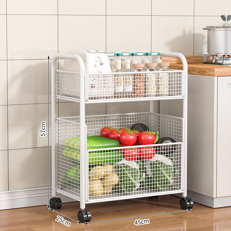 Rolling Kitchen Storage Cart with Mesh Baskets Bowlift