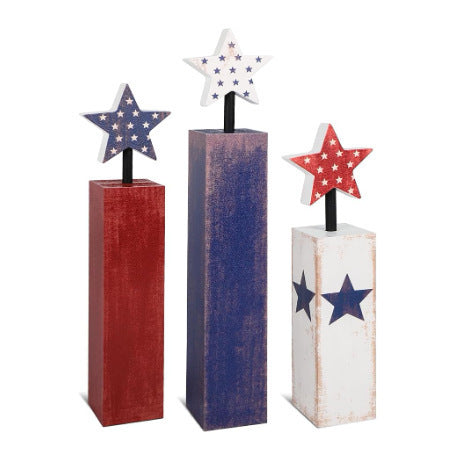 Unisex nan patriotic table decoration set with glittering star columns and flag pattern Bowlift