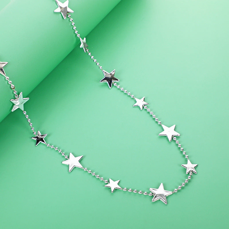 Women nan long Statement Necklace with star beads and ball chain Bowlift