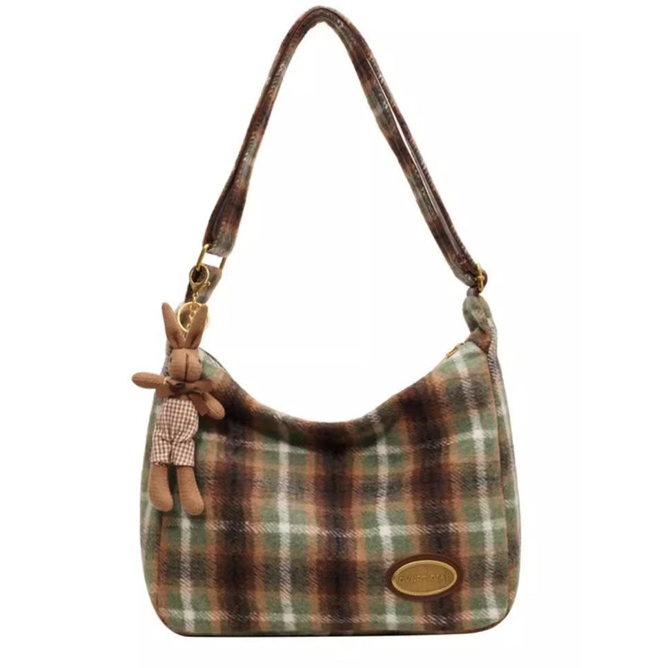 Cozy Plaid Shoulder Bag Bowlift