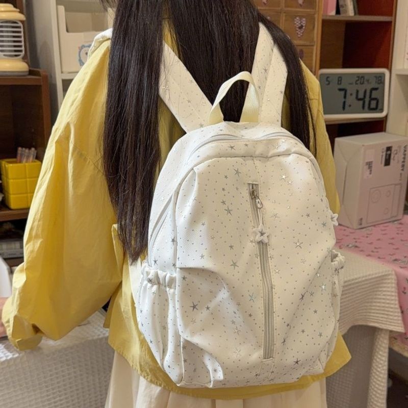 Star-Print Casual Backpack Bowlift