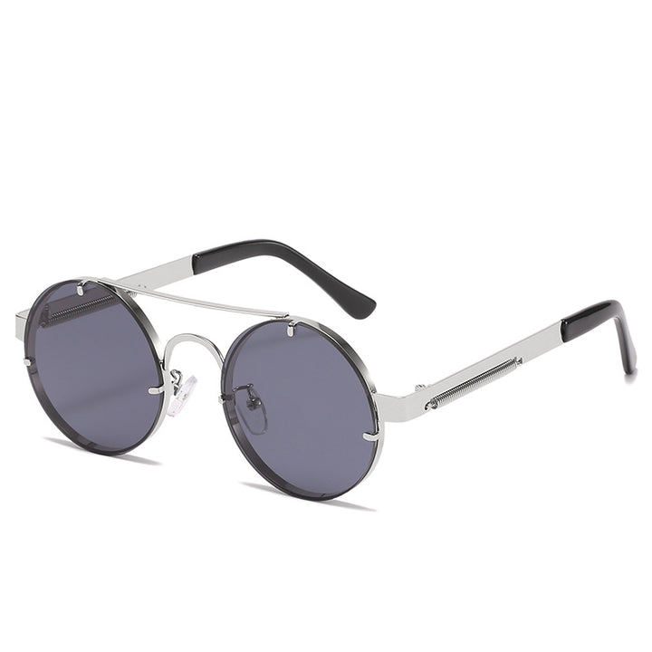Women's round designer sunglasses with innovative metal frame and protective lenses Bowlift