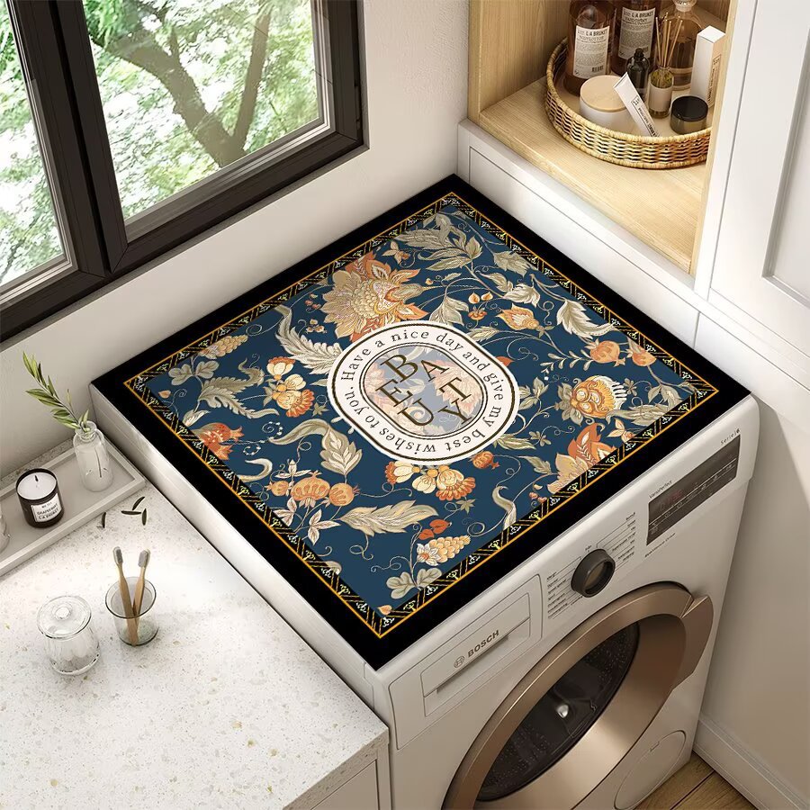 Decorative Floral Laundry Room Counter Mat Bowlift