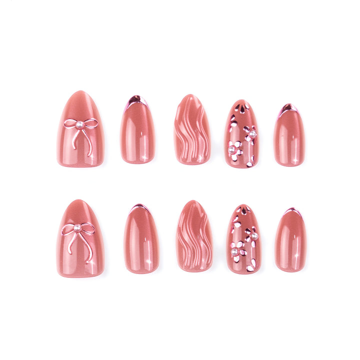 Exquisite Floral Motif Press-On Nail Tips Bowlift