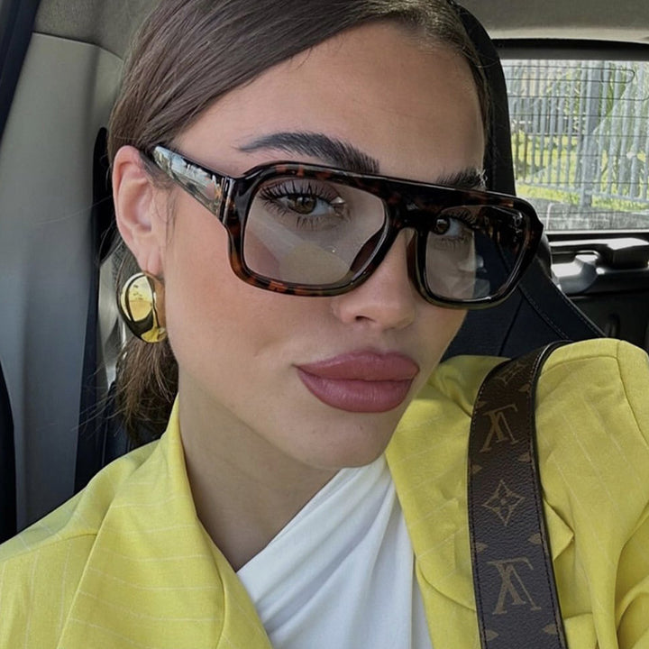 Women’s stylish square sunglasses with eye-catching animal print design Bowlift