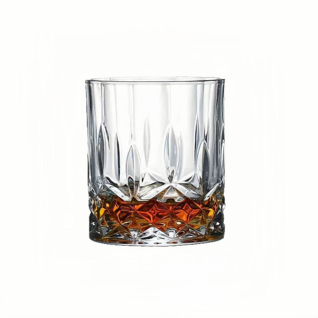 Embossed Vintage Cut Crystal-Style Whiskey Tumbler Glass Bowlift