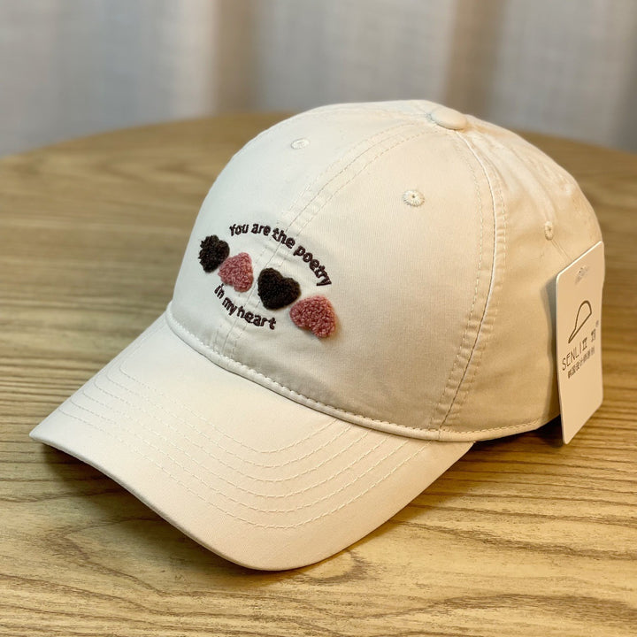 Women's Embroidered Heart Motif Baseball Cap Bowlift