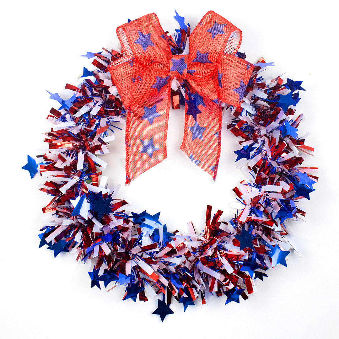 Unisex decorative door wreath with star confetti and large bow Bowlift