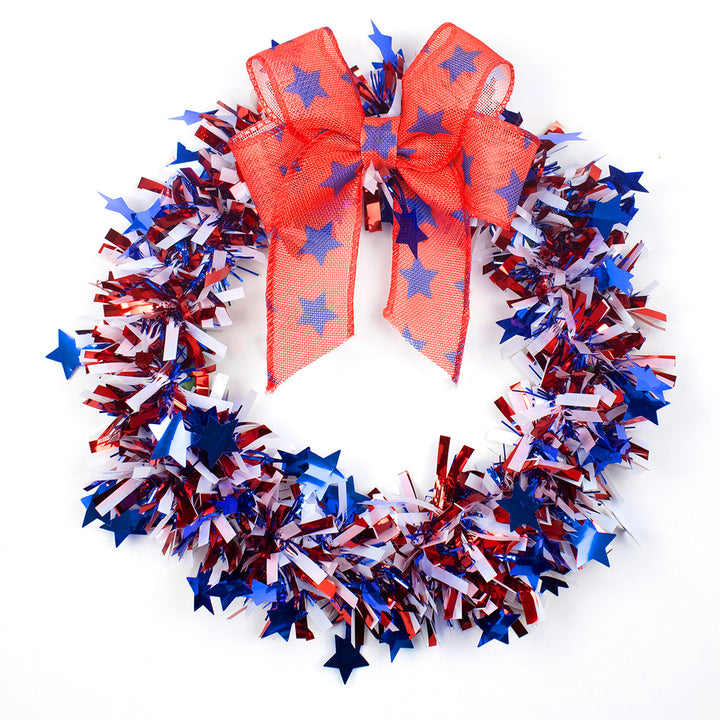 Unisex decorative door wreath with star confetti and large bow Bowlift