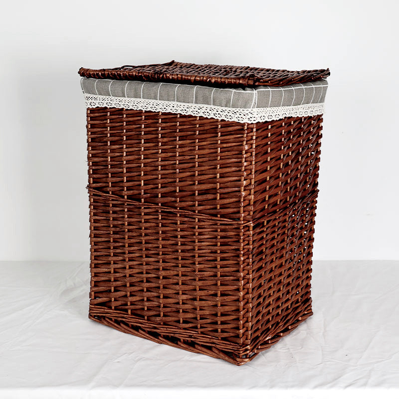 Women's laundry basket with decorative fabric cover and practical lid Bowlift